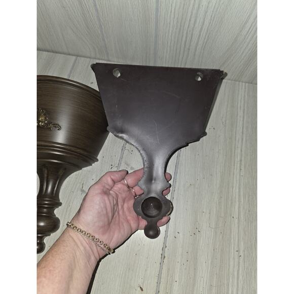 VTG 1963 Wall Pocket Planters Mid Century Wood Grain Plastic USA Set Of 2 - Picture 3 of 5